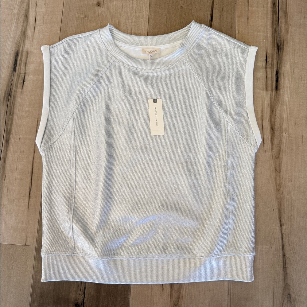 NEW Anthro Pilcro Silver Metallic Sleeveless Muscle Tee